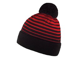 Zobrazit detaily pro Pruhovaná zimní čepice s bambulí, černá/červená Obrázky: Pruhovaná zimní čepice s bambulí, černá/červená