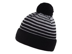 Zobrazit detaily pro Pruhovaná zimní čepice s bambulí, černá/šedá Obrázky: Pruhovaná zimní čepice s bambulí, černá/šedá