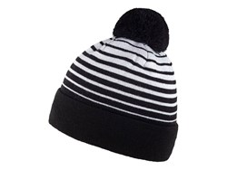 Zobrazit detaily pro Pruhovaná zimní čepice s bambulí, černá/bílá Obrázky: Pruhovaná zimní čepice s bambulí, černá/bílá