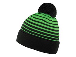 Zobrazit detaily pro Pruhovaná zimní čepice s bambulí, černá/zelená Obrázky: Pruhovaná zimní čepice s bambulí, černá/zelená