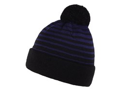 Zobrazit detaily pro Pruhovaná zimní čepice s bambulí, černá/nám. modrá Obrázky: Pruhovaná zimní čepice s bambulí, černá/nám. modrá