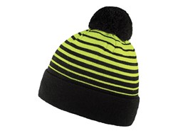 Zobrazit detaily pro Pruhovaná zimní čepice s bambulí, černá/neon žlutá Obrázky: Pruhovaná zimní čepice s bambulí, černá/neon žlutá