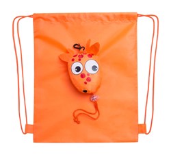 Zobrazit detaily pro Oranžový skládací batůžek s karabinou, žirafa Obrázky: Oranžový skládací batůžek s karabinou, žirafa