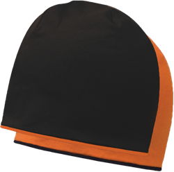Zobrazit detaily pro Dvoubarevná dvojitá čepice z bavlny černo/oranžová Obrázky: Dvoubarevná dvojitá čepice z bavlny černo/oranžová